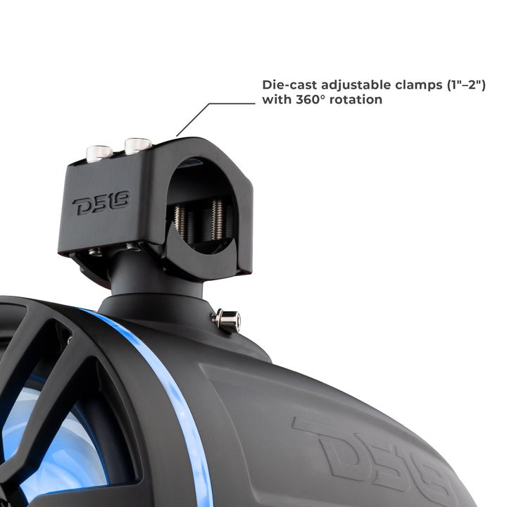 DS18 X Series HYDRO 6.5" Wakeboard Pod Tower Speaker with RGB LED Light - Black Carbon Fiber (CF-X6TP)