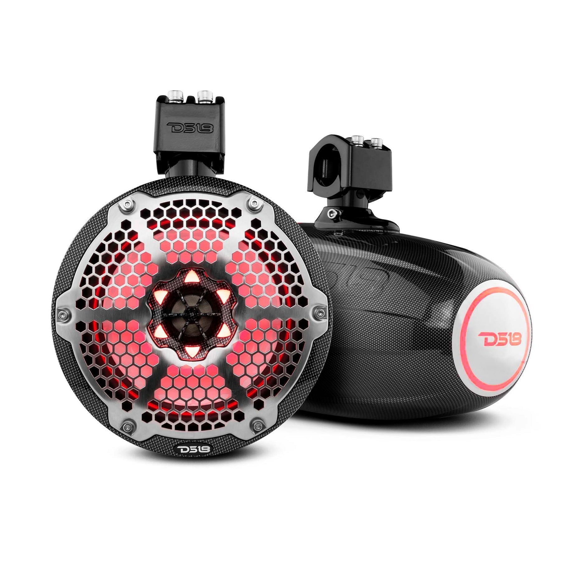 DS18 X Series HYDRO 8" Wakeboard Pod Tower Speaker with RGB LED Light - 425W - Black Carbon Fiber (CF-X8TP)