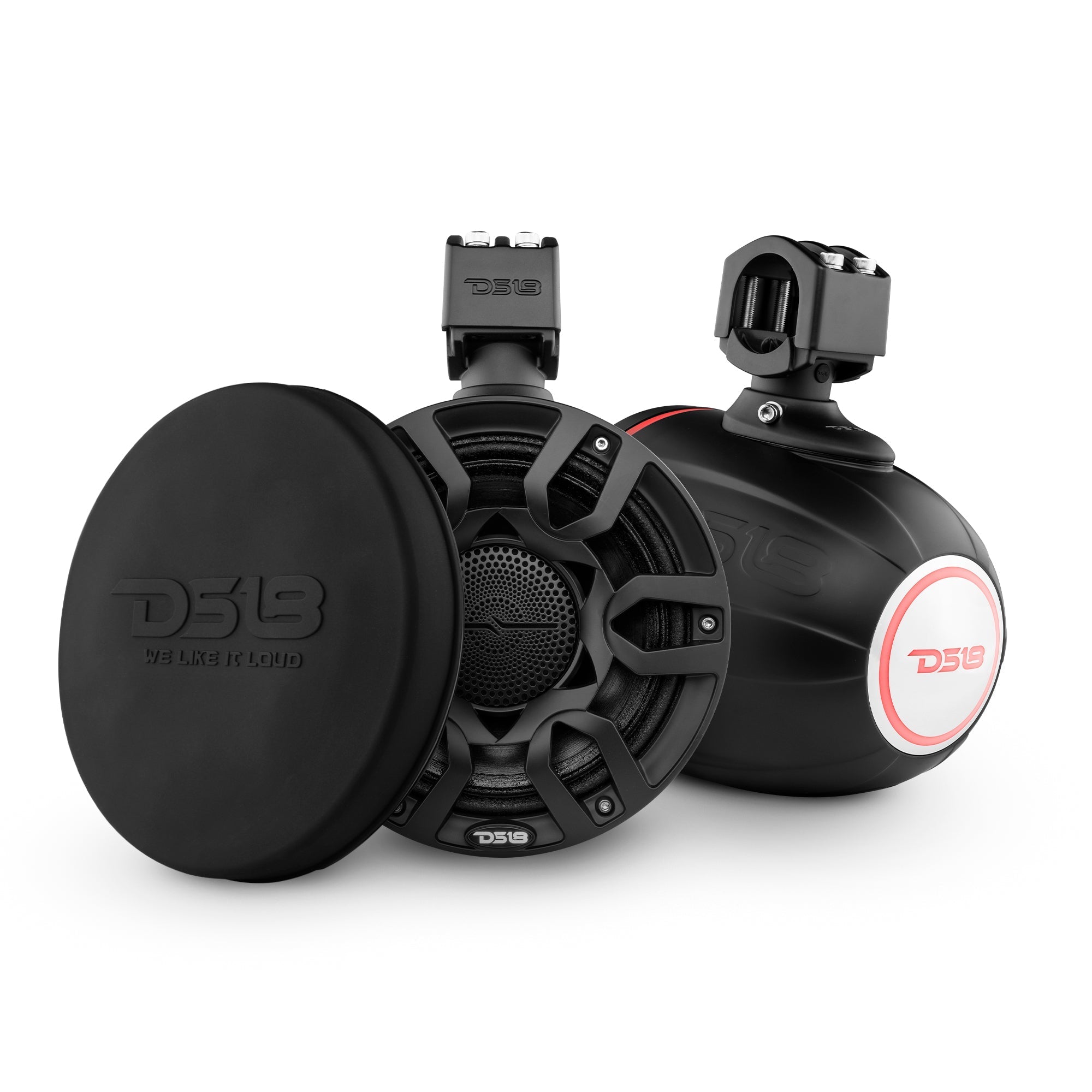 DS18 HYDRO 8" Marine Tower Speakers with RGB LED Lights and Pro Audio Loudspeakers - Black (NXL-X8PRO/BK)
