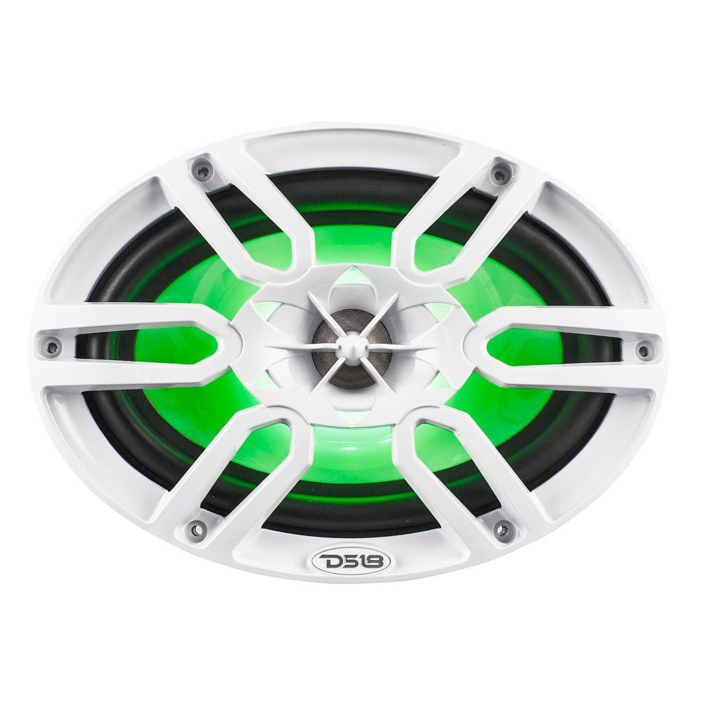 DS18 HYDRO 6 x 9" 2-Way Marine Speakers with Integrated RGB LED Lights - 375W - White (NXL-69/WH)