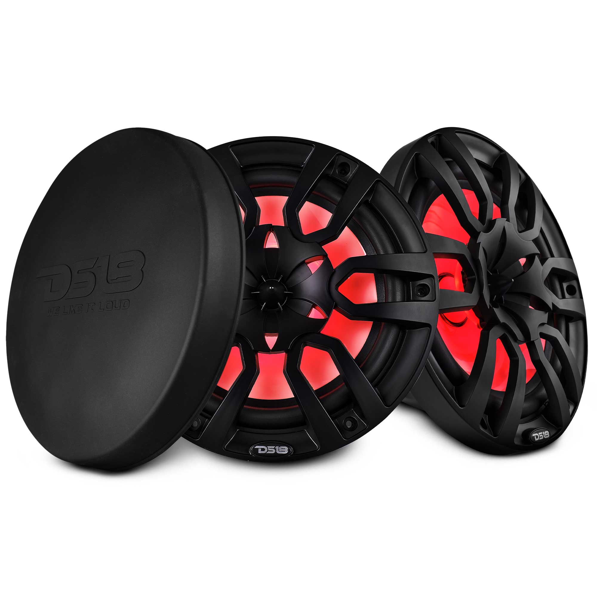 DS18 HYDRO 10" 2-Way Marine Speakers with Bullet Tweeters and Integrated RGB LED Lights - Black (NXL-10/BK)