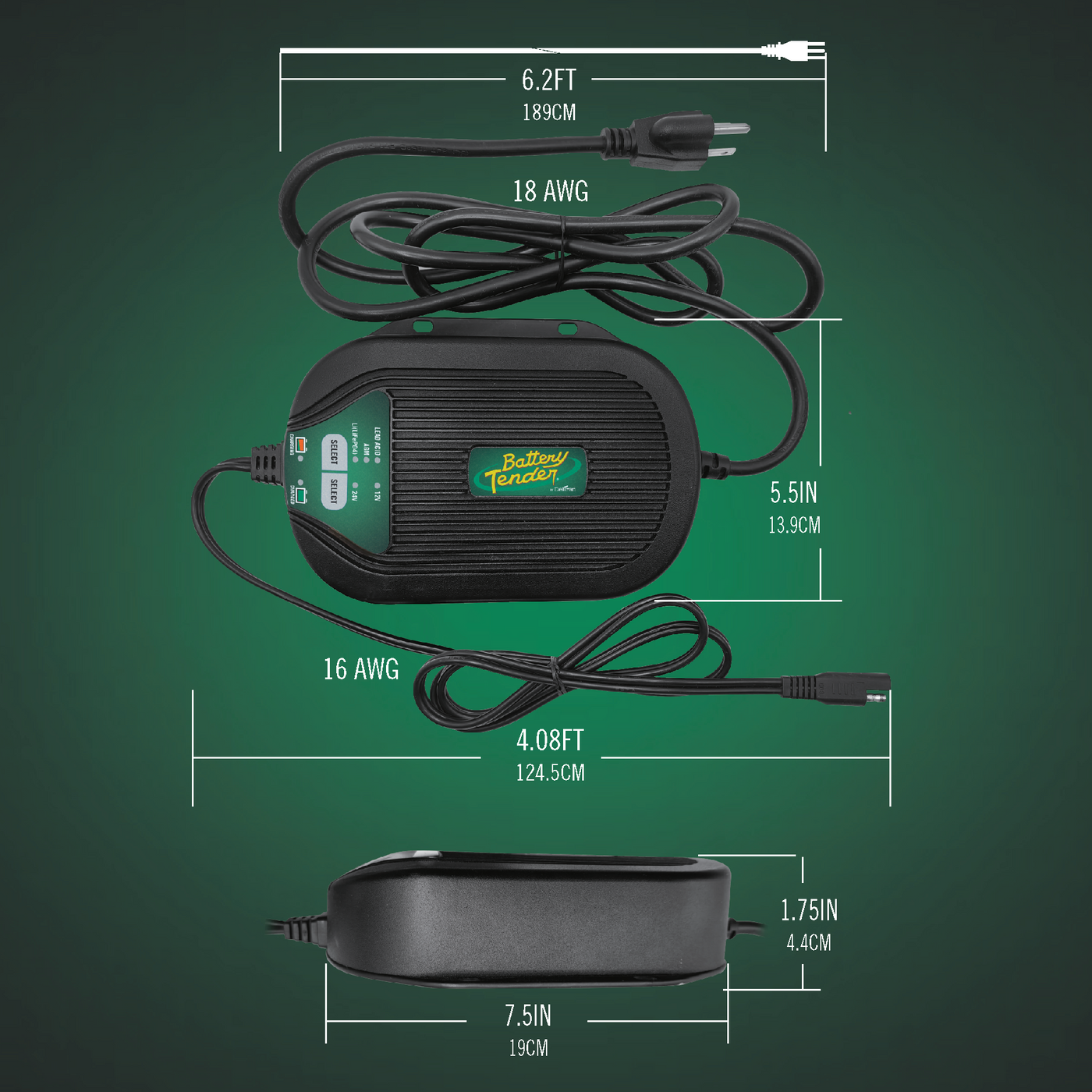 Battery Tender 12V/24V 5/2.5 Amp Weather Resistant Battery Charger (022-0258-DL-WH)