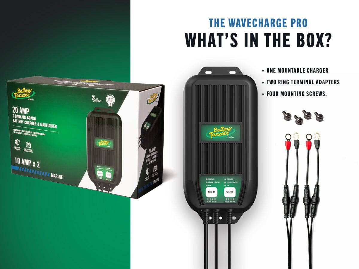 Battery Tender WaveCharge Pro 2-Bank 12V 20 Amp Battery Charger (022-1007-DL-WH)