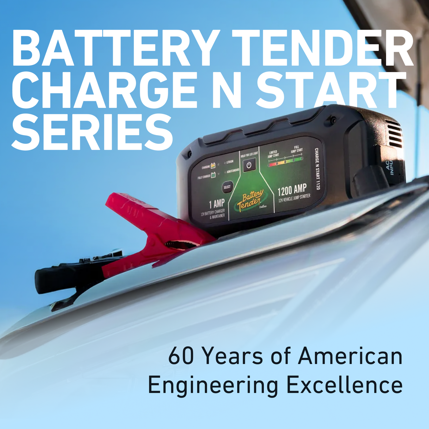 Battery Tender Charge N Start 1120 1  Amp Battery Charger & 1200 Amp Jump Starter (030-7012-WH)