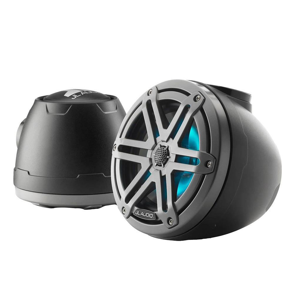 JL Audio M3-650VeX-Mb-S-Gm-i 60W RMS 6.5" VeX Enclosed Marine Tower Speakers, Gray Metallic Sport Grilles with RGB LED Lighting, Pair (010-03259-00)