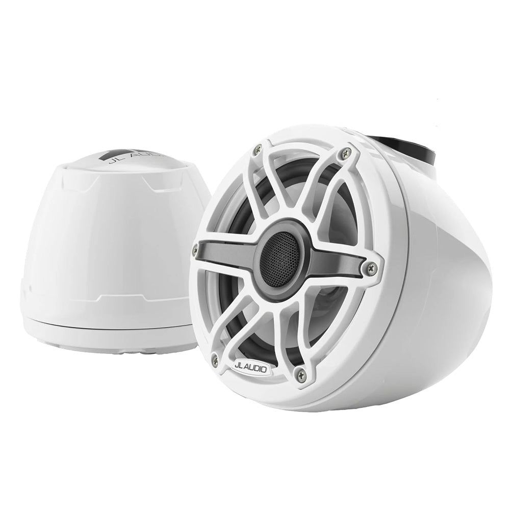 JL Audio M6-650VeX-Gw-S-GwGw 75W RMS 6.5" VeX Enclosed Marine Tower Speakers, White Sport Grilles, Pair (010-03260-00)