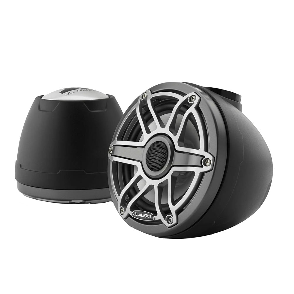 JL Audio M6-650VeX-Mb-S-GmTi 75W RMS 6.5" VeX Enclosed Marine Tower Speakers, Titanium Sport Grilles, Pair (010-03263-00)