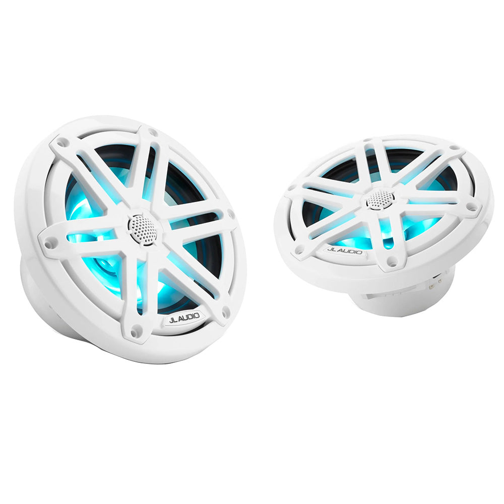 JL Audio M3-650X-S-Gw-i 6.5" 60W RMS Marine Coaxial Speakers with RGB LED Lighting, White Sport Grilles, Pair (010-03064-00)