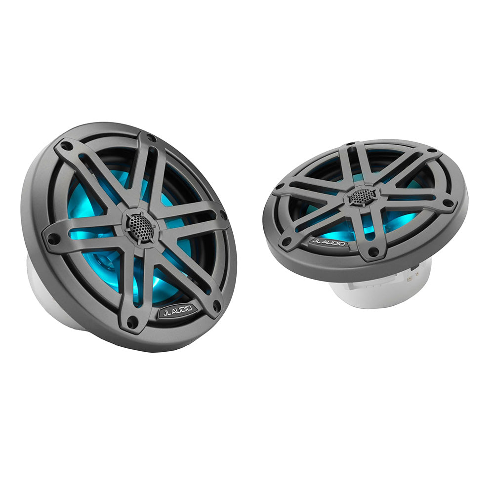 JL Audio M3-650X-S-Gm-i 6.5" 60W RMS Marine Coaxial Speakers with RGB LED Lighting, Gray Sport Grilles, Pair (010-03062-00)