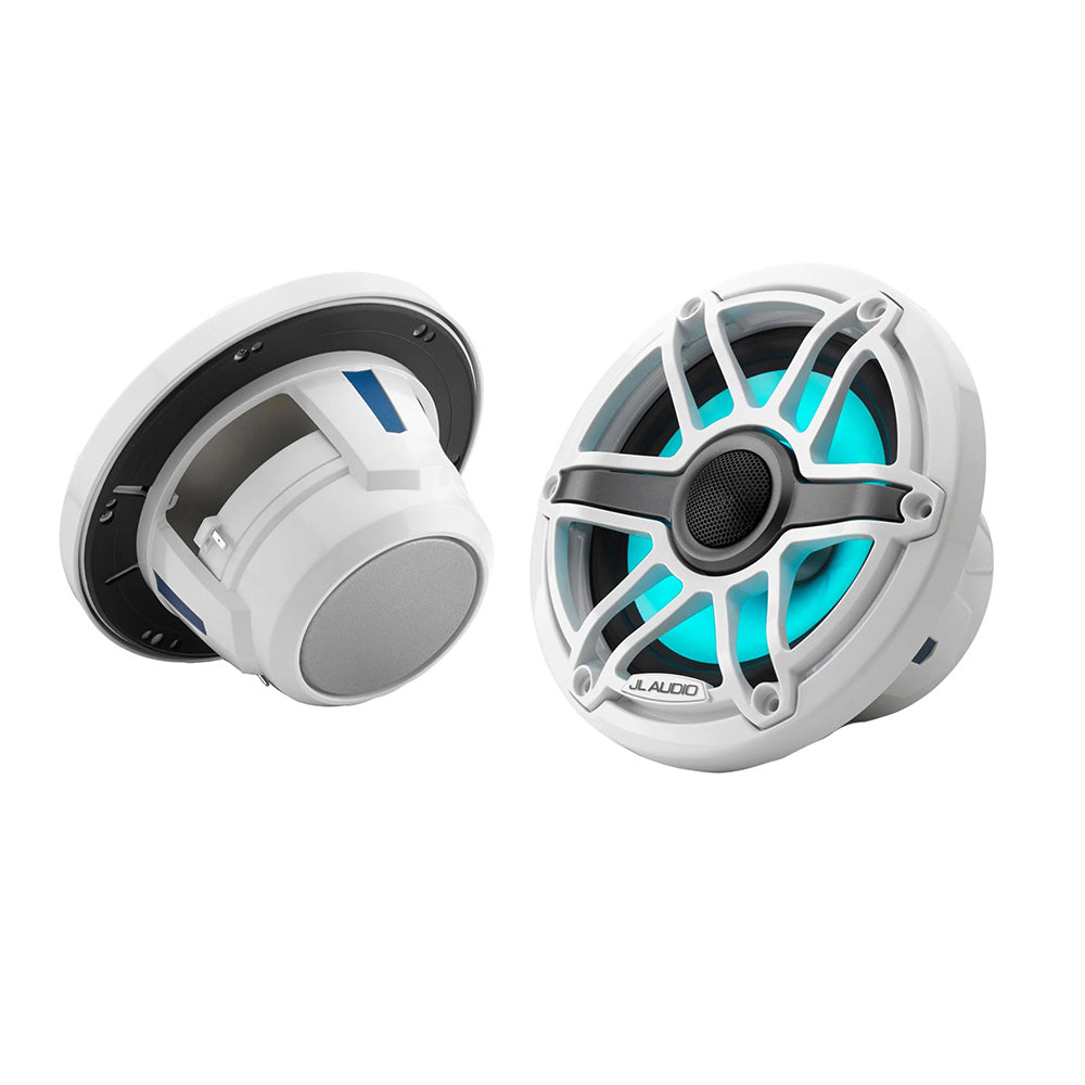 JL Audio M6-650X-S-GwGw-i 6.5" 75W RMS Marine Coaxial Speakers with RGB LED Lighting, White Sport Grilles, Pair (010-03093-00)