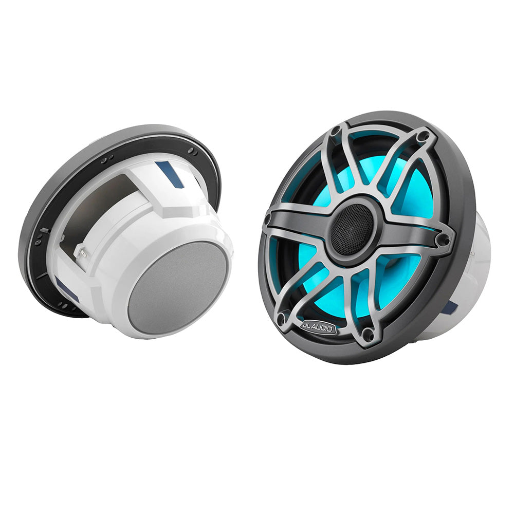 JL Audio M6-770X-S-GmTi-i 7.7" 100W RMS M6 Marine Coaxial Speakers with Titanium Sport Grilles and RGB LED Lighting, Pair (010-03076-00)
