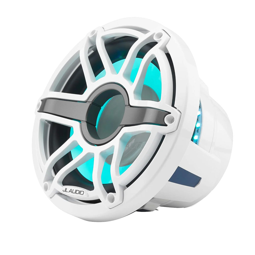 JL Audio M6-10W-S-GwGw-i-4 10" 250W RMS Enclosure-Optimized Marine Subwoofer with RGB LED Lighting, White Sport Grille (010-03489-00)