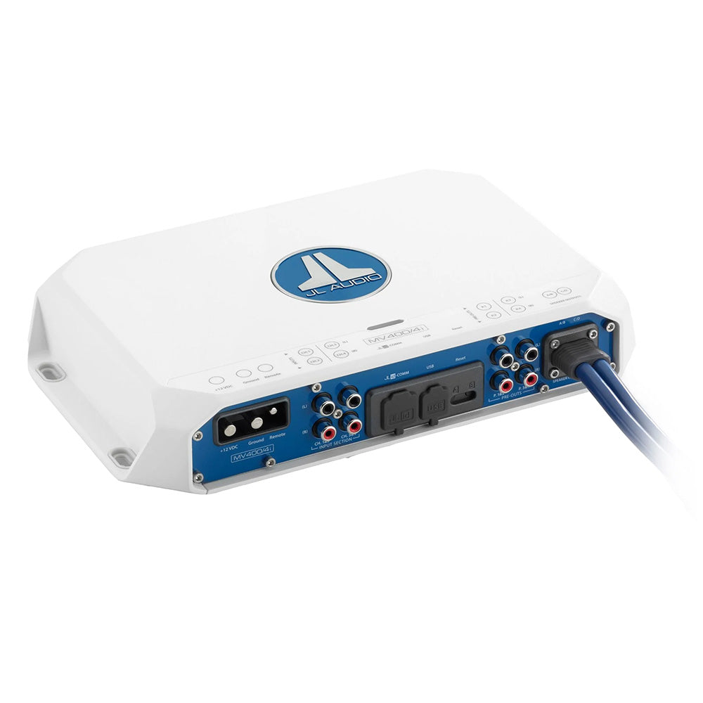 JL Audio MV400/4i 400W RMS 4-Channel Full-Range Marine Amplifier with Integrated DSP (010-03337-00)