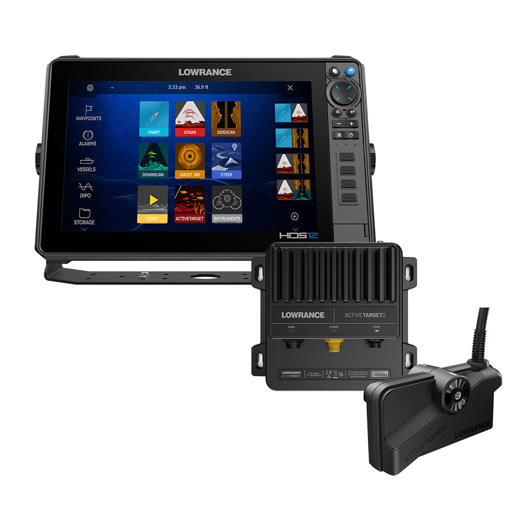 Lowrance HDS PRO 12 12" Fishfinder/Chartplotter with ActiveTarget 2 Trolling Motor-Mount Live Sonar Bundle & C-MAP DISCOVER OnBoard (000-16662-001)