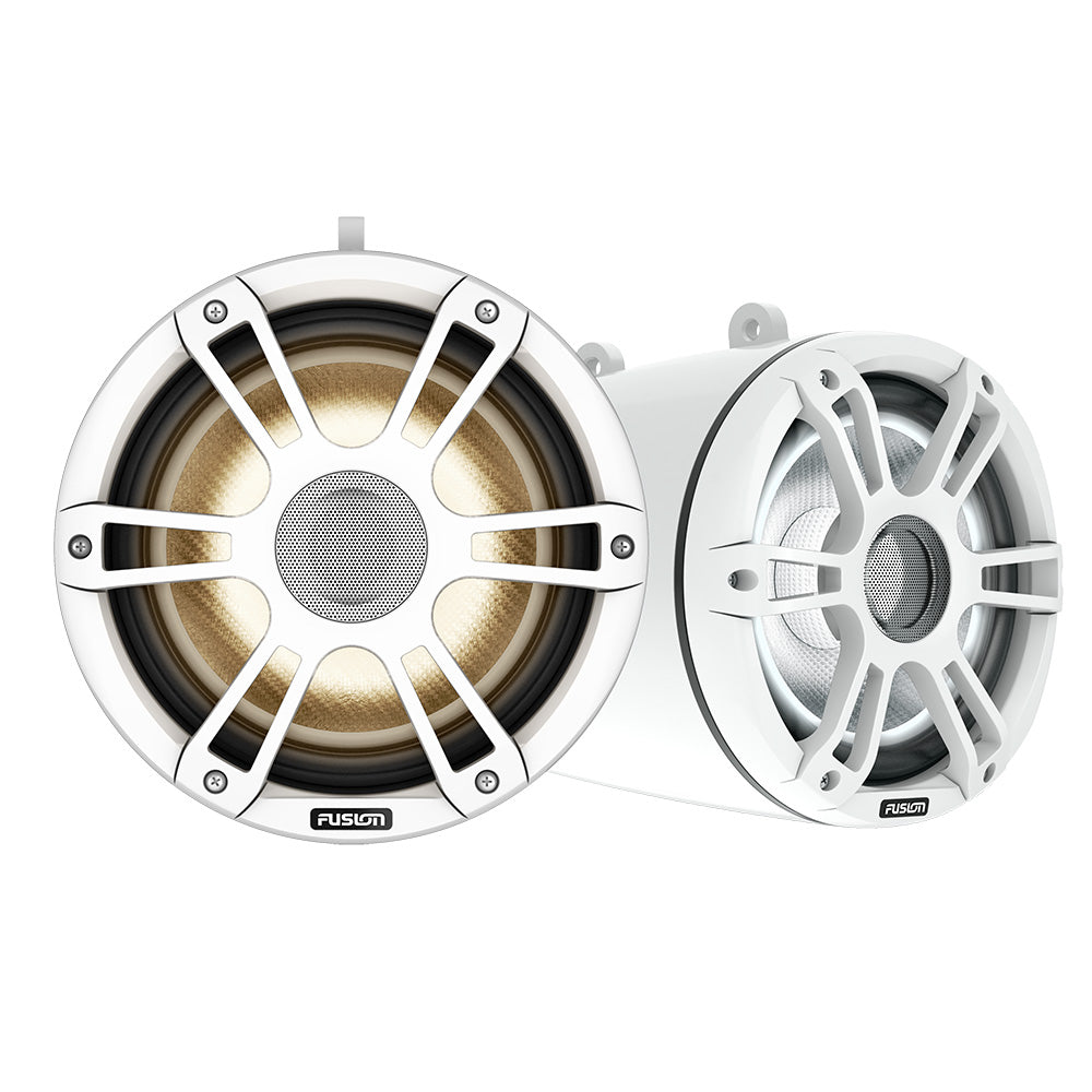 Fusion SG-FLT883SPW Signature Series 3i 8.8" 330W Marine Wake Tower Speakers with CRGBW LED Lighting, Sports White, Pair (010-02773-50)