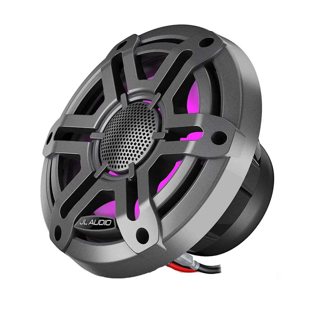 JL Audio M200 6.5" 50W RMS Coaxial Marine Speakers with RGB LED Lighting, Gray Sport Grilles, Pair (010-04753-03)