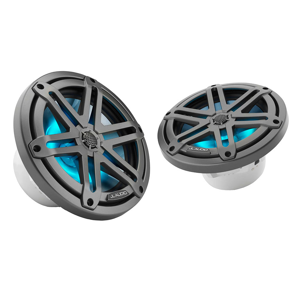 JL Audio M3-770X-S-Gm-i 7.7" Marine Coaxial Speakers with RGB LED Lighting, Gray Sport Grilles, Pair (010-03067-00)