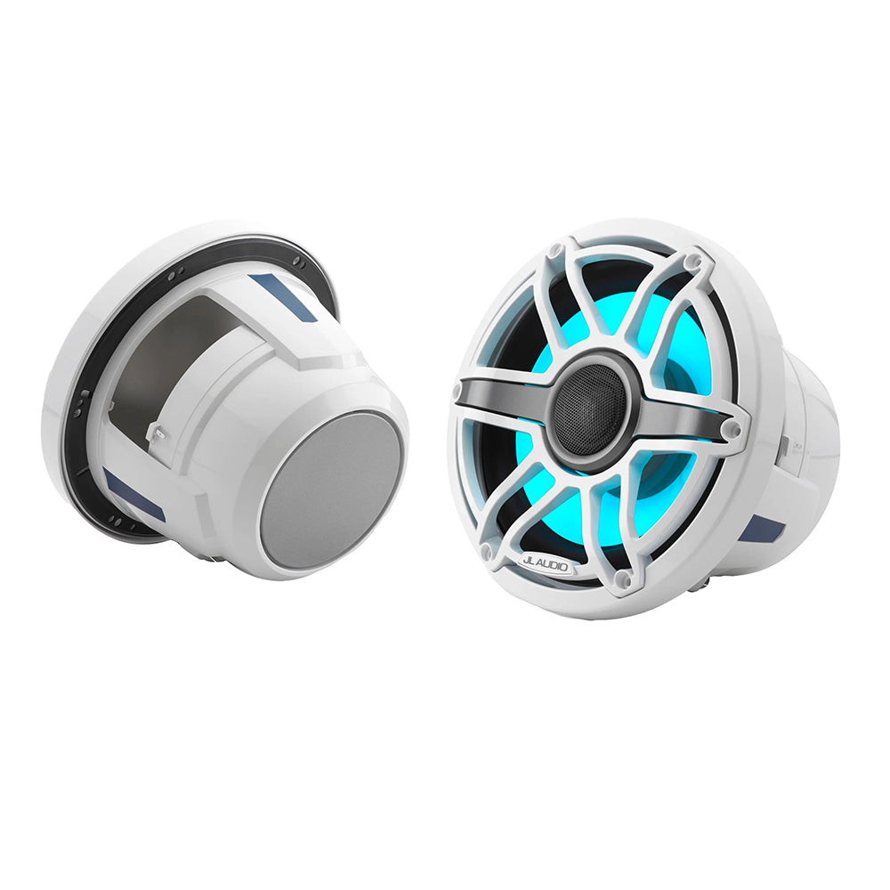 JL Audio M6-880X-S-GwGw-i 8.8" 125W RMS Coaxial Marine Speakers with Transflective RGB LED Lighting, White Sport Grilles, Pair (010-03095-00)