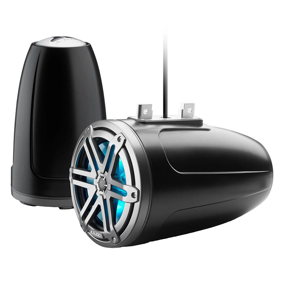 JL Audio M3-770ETXv3-Sb-S-Gm-i 7.7" 70W RMS Enclosed Marine Tower Speakers with RGB LED Lighting, Gray Sport Grilles, Pair (010-03268-00)