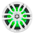DS18 NXL-8 HYDRO 8" 125W RMS 4-Ohm 2-Way Marine Coaxial Speakers with RGB LED Lighting, White Composite Grilles, Pair