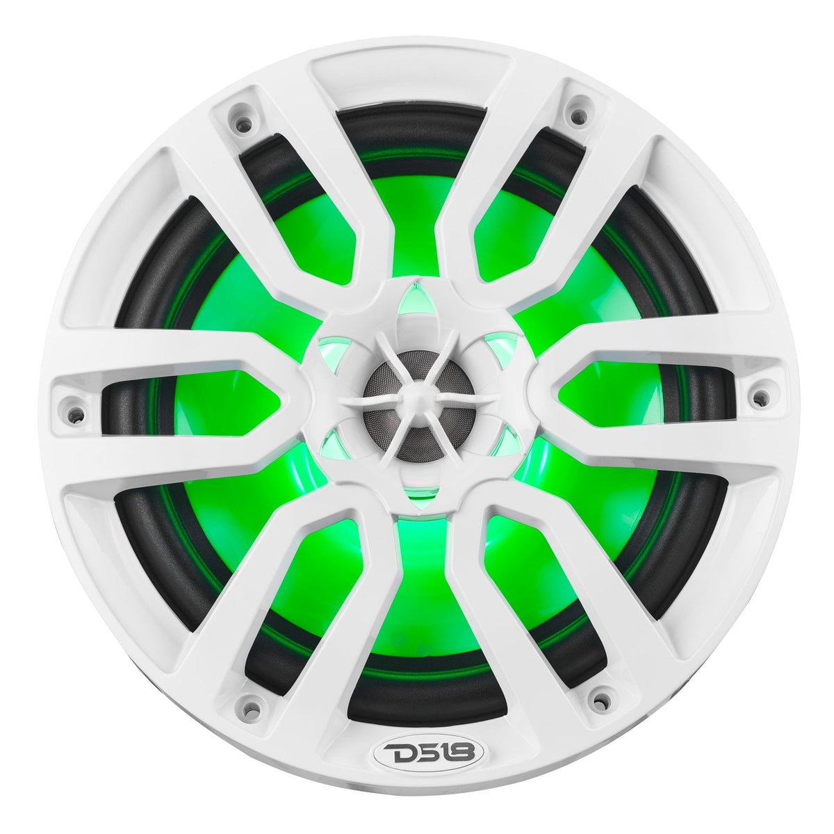 DS18 NXL-8 HYDRO 8" 125W RMS 4-Ohm 2-Way Marine Coaxial Speakers with RGB LED Lighting, White Composite Grilles, Pair