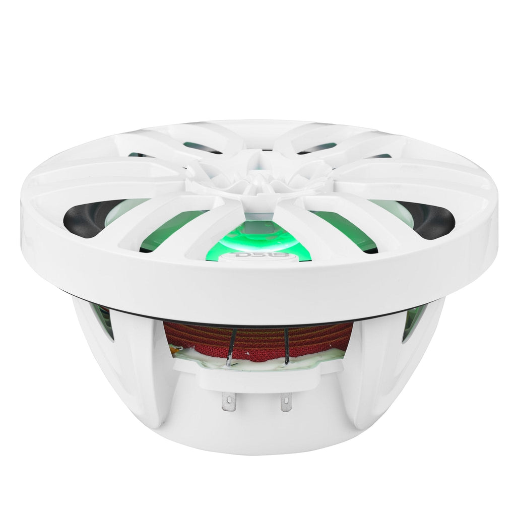 DS18 NXL-8 HYDRO 8" 125W RMS 4-Ohm 2-Way Marine Coaxial Speakers with RGB LED Lighting, White Composite Grilles, Pair
