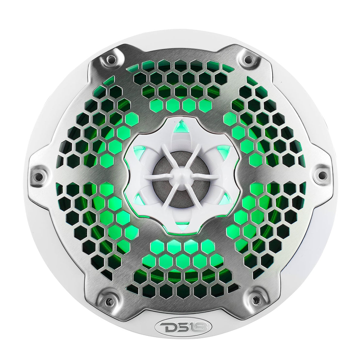DS18 NXL-6M/WH HYDRO 6.5" 100W RMS 4-Ohm 2-Way Marine Coaxial Speakers with RGB LED Lighting, White Metal-Mesh Grilles, Pair