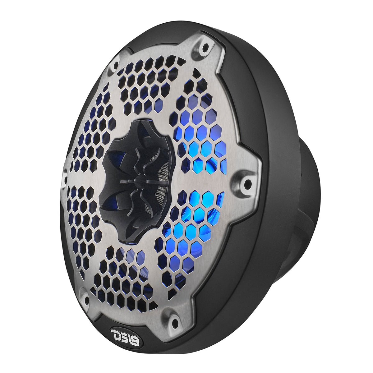 DS18 NXL-6M/BK HYDRO 6.5" 100W RMS 4-Ohm 2-Way Marine Coaxial Speakers with RGB LED Lighting, Black Metal-Mesh Grilles, Pair