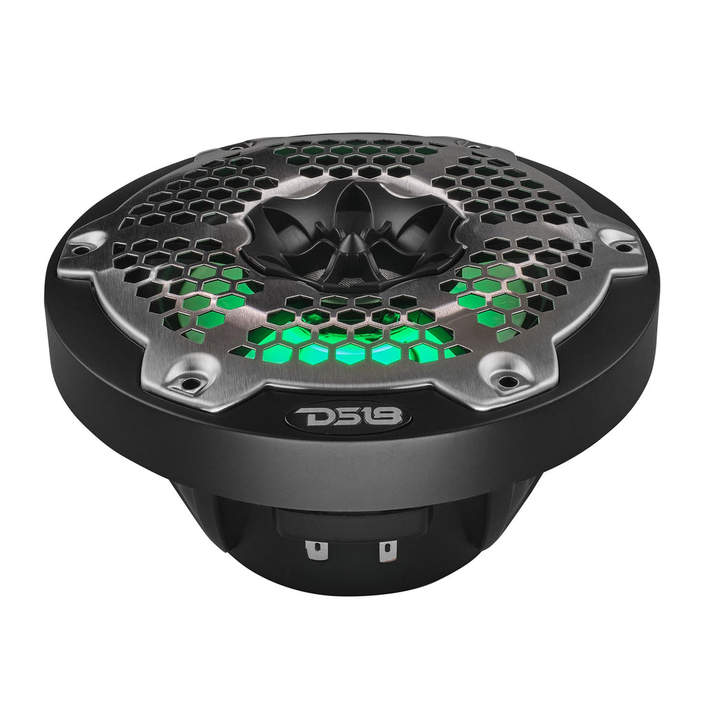 DS18 NXL-6M/BK HYDRO 6.5" 100W RMS 4-Ohm 2-Way Marine Coaxial Speakers with RGB LED Lighting, Black Metal-Mesh Grilles, Pair