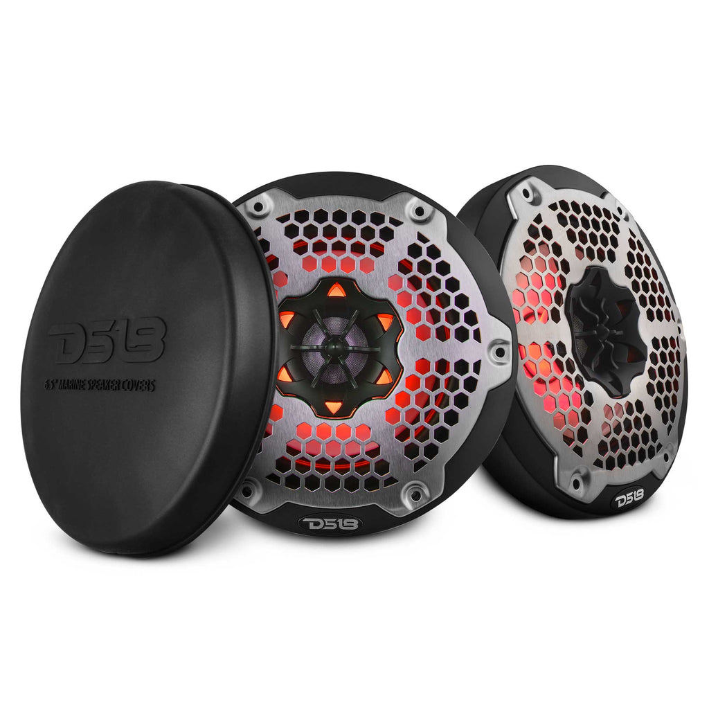 DS18 NXL-6M/BK HYDRO 6.5" 100W RMS 4-Ohm 2-Way Marine Coaxial Speakers with RGB LED Lighting, Black Metal-Mesh Grilles, Pair