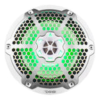 DS18 NXL-8M/WH HYDRO 8" 125W RMS 2-Way Marine Speakers with RGB LED Lighting & Stainless-Steel Mesh Grilles, White, Pair