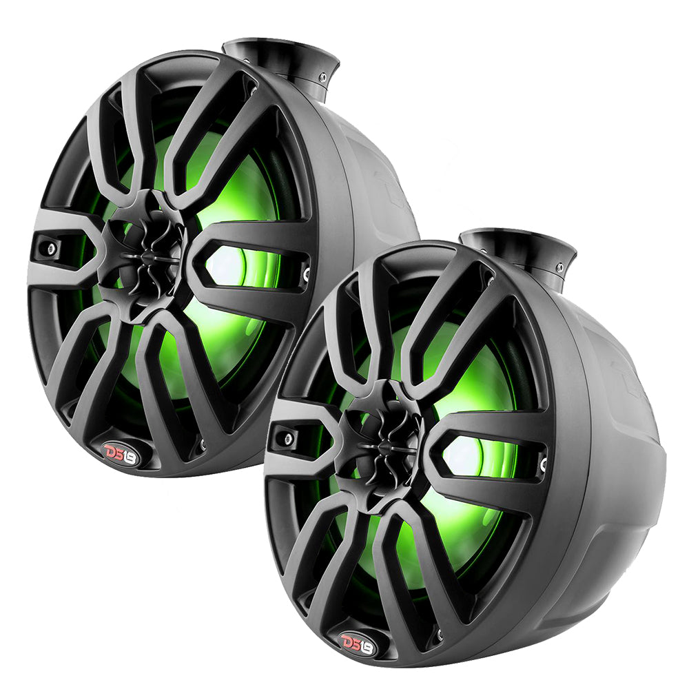 DS18 NXL-PS6BK HYDRO NXL 6.5" 100W RMS Short Marine Tower Speaker Pods with RGB LED Lighting, Black, Pair