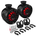 DS18 NXL-PS6BK HYDRO NXL 6.5" 100W RMS Short Marine Tower Speaker Pods with RGB LED Lighting, Black, Pair