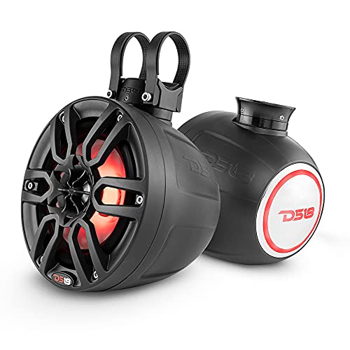 DS18 NXL-PS6BK HYDRO NXL 6.5" 100W RMS Short Marine Tower Speaker Pods with RGB LED Lighting, Black, Pair
