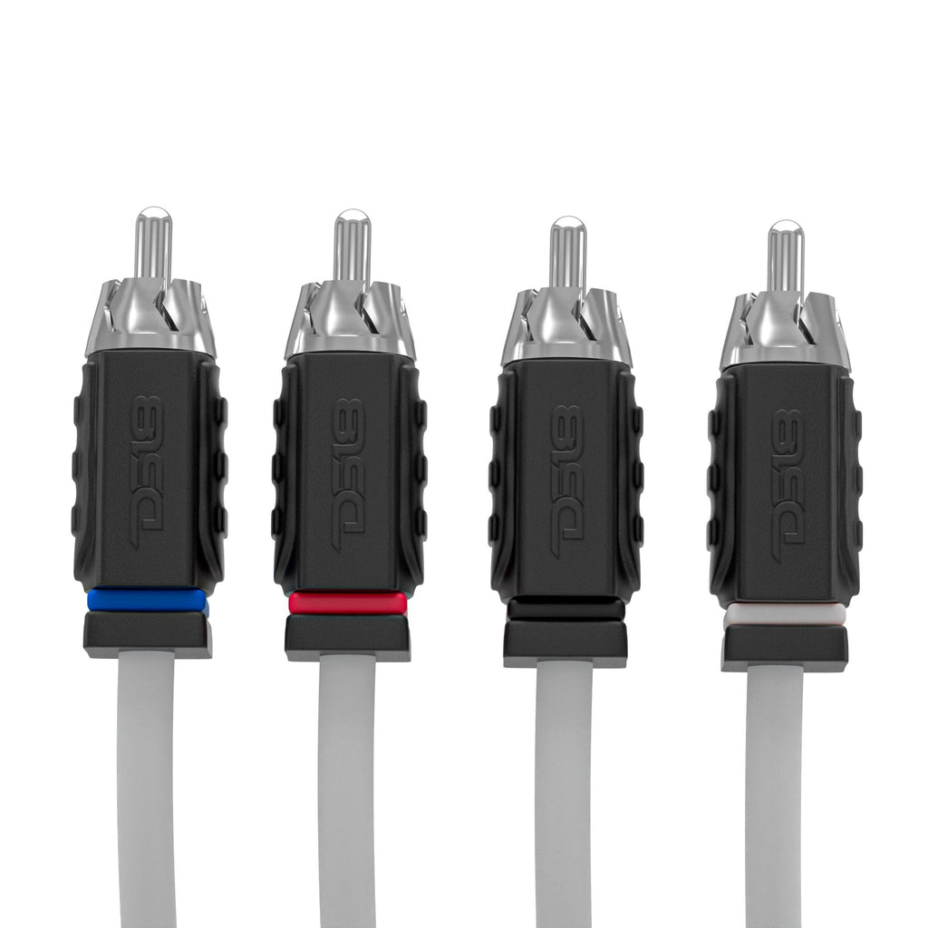 DS18 MOFCR-6FT.4CH HYDRO 6 ft 4-Channel Tinned OFC Marine RCA Interconnect Cable, White