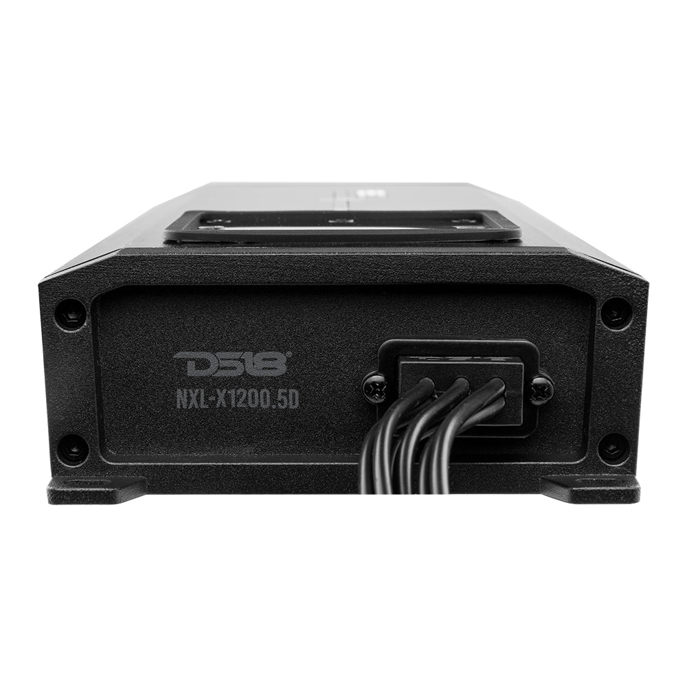 DS18 NXL-X1200.5D HYDRO 5-Channel Full-Range & Subwoofer Class D Marine & Powersports Amplifier, 4 x 150W RMS at 4 ohms + 600W RMS subwoofer at 2 ohms, IP67