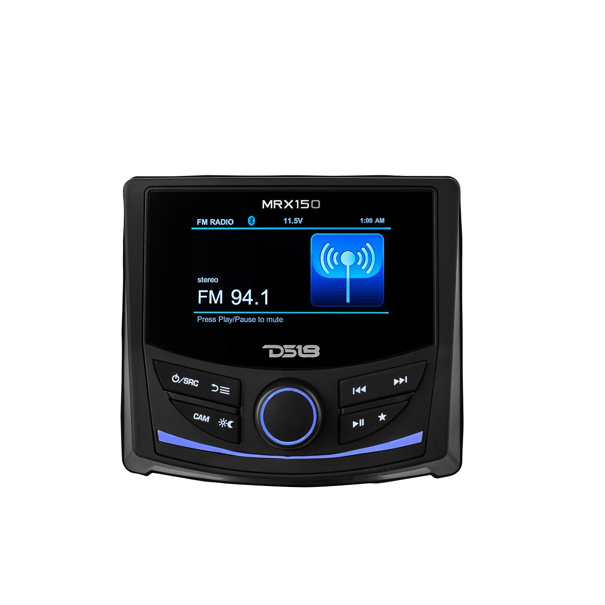 DS18 MRX150 HYDRO Square Marine & Powersports Digital Media Receiver with Bluetooth, 3" color TFT, 2-Zone Audio, 4 x 50W Max