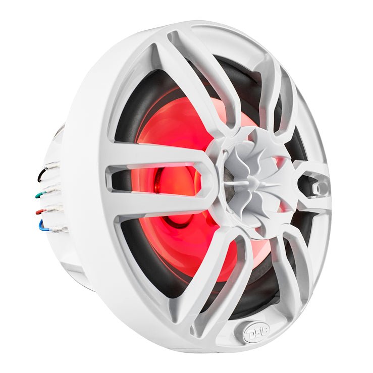 DS18 NXL-69/WH HYDRO 6 x 9" 125W RMS 4-Ohm 2-Way Marine Coaxial Speakers with RGB LED Lighting, White Composite Grilles, Pair