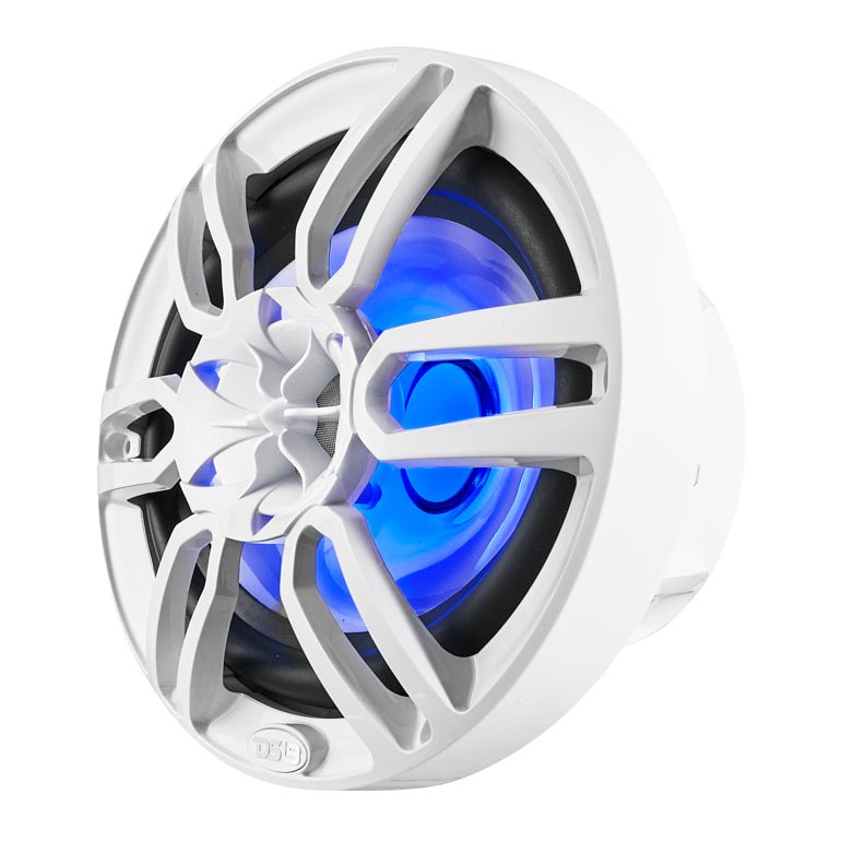 DS18 NXL-69/WH HYDRO 6 x 9" 125W RMS 4-Ohm 2-Way Marine Coaxial Speakers with RGB LED Lighting, White Composite Grilles, Pair
