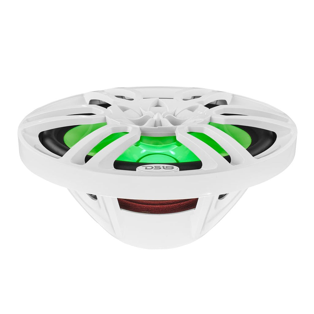 DS18 NXL-69/WH HYDRO 6 x 9" 125W RMS 4-Ohm 2-Way Marine Coaxial Speakers with RGB LED Lighting, White Composite Grilles, Pair
