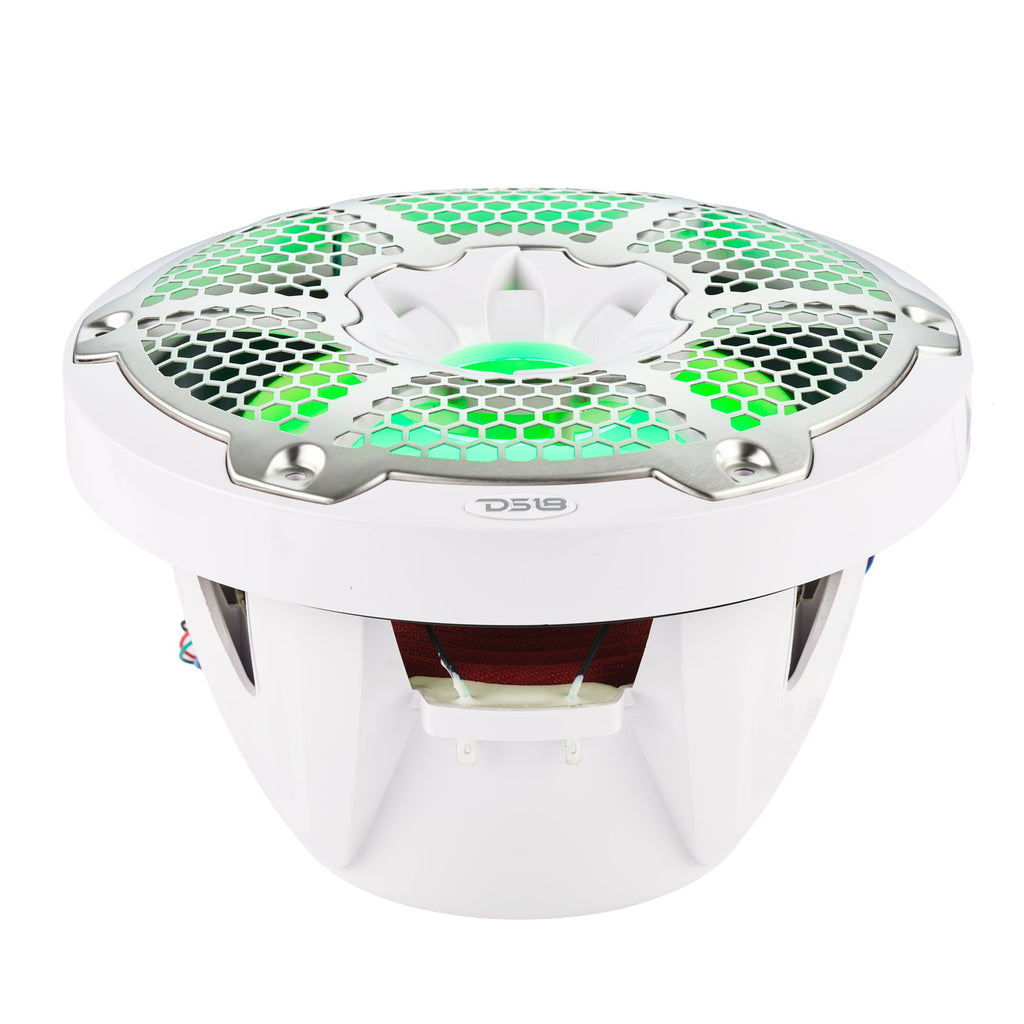 DS18 NXL-10SUB/WH HYDRO 10" 300W RMS 4-Ohm Marine Subwoofer with RGB LED Lighting, White
