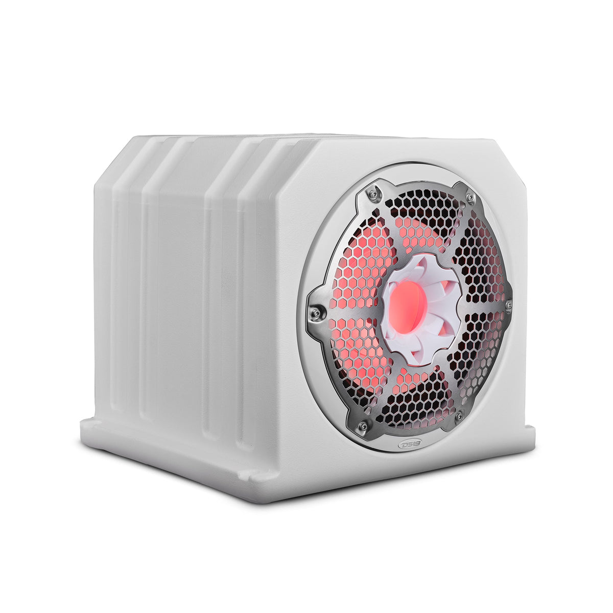 DS18 NXL-10SUBLD/W HYDRO 10" 350W RMS Loaded Marine Subwoofer Enclosure with Passive Radiator and RGB Lighting, White
