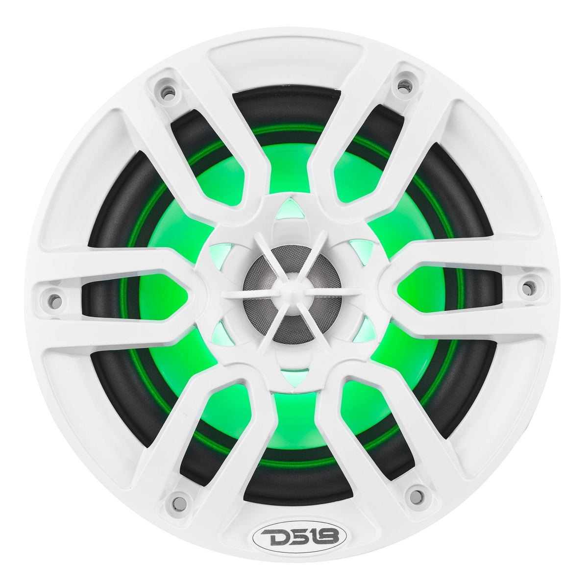 DS18 NXL-6 HYDRO 6.5" 100W RMS 4-Ohm 2-Way Marine Coaxial Speakers with RGB LED Lighting, White Composite Grilles, Pair