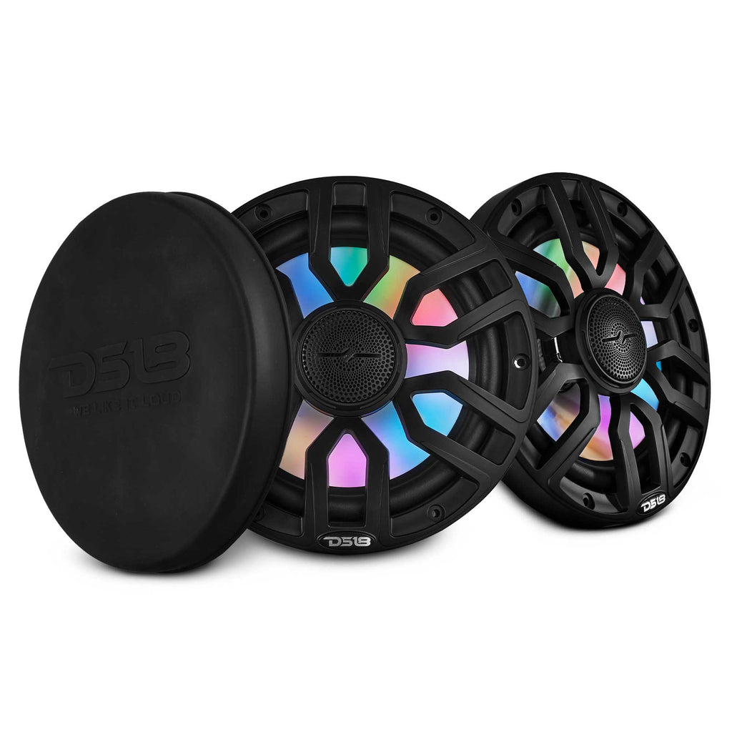 DS18 NXL-IQ8/BK HYDRO NXL-IQ 8" 175W RMS 2-Way Marine Speakers with Digital LED Lighting & Bullet Tweeters, Black, Pair