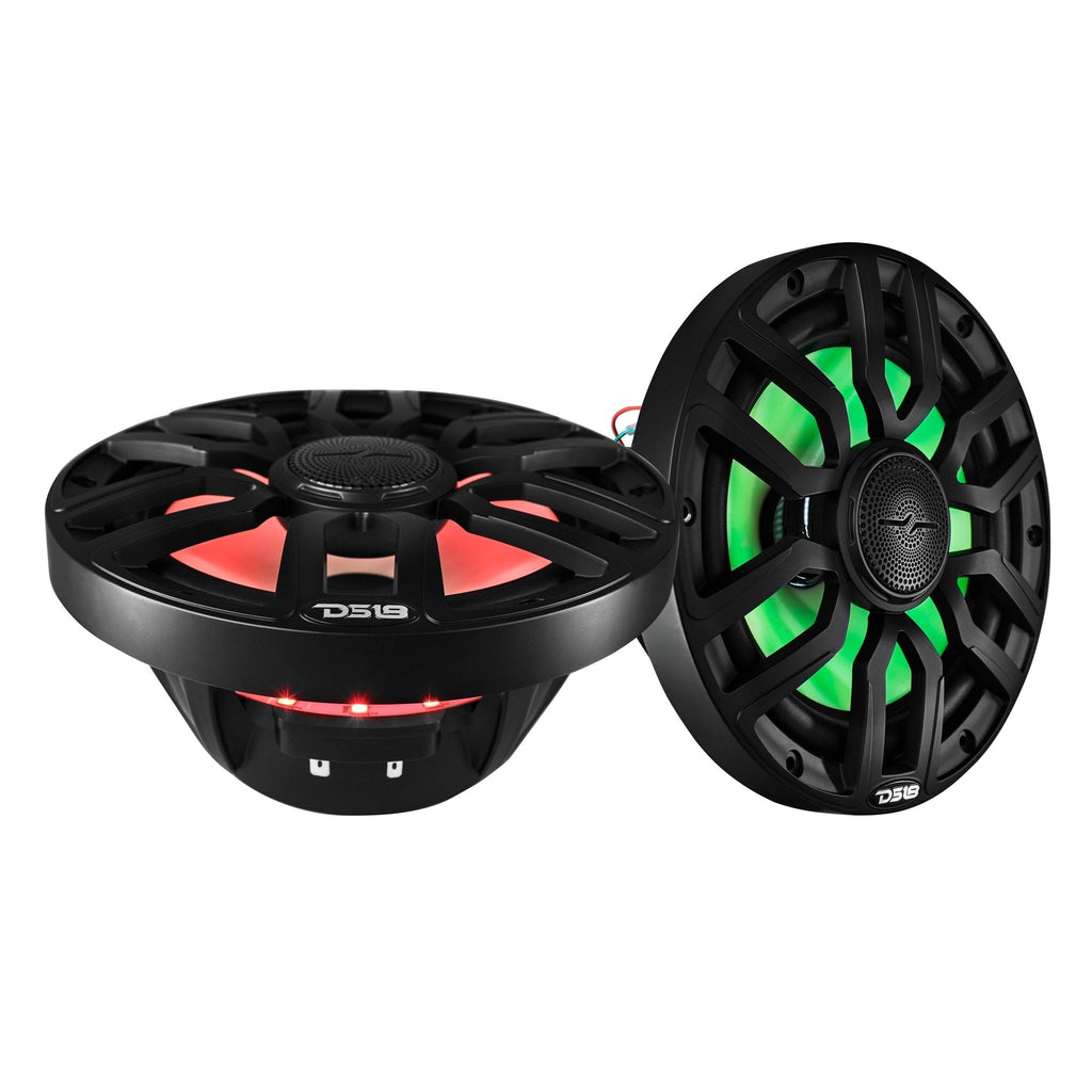 DS18 NXL-IQ8/BK HYDRO NXL-IQ 8" 175W RMS 2-Way Marine Speakers with Digital LED Lighting & Bullet Tweeters, Black, Pair