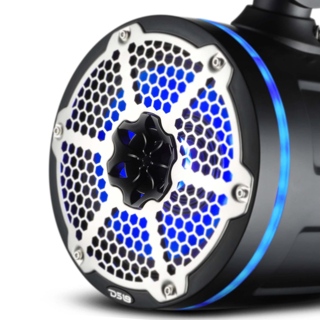 DS18 NXL-X8TPNEO/BK HYDRO 8" 180W RMS Neodymium Marine Tower Speakers with Passive Radiators, RGB LED Lighting, Black, Pair