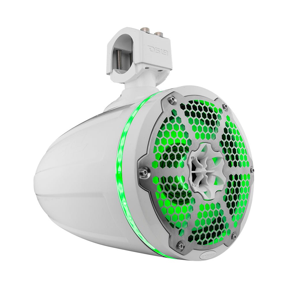 DS18 NXL-X8TPNEO/WH HYDRO 8" 180W RMS Neodymium Marine Tower Speakers with Passive Radiators, RGB LED Lighting, White, Pair