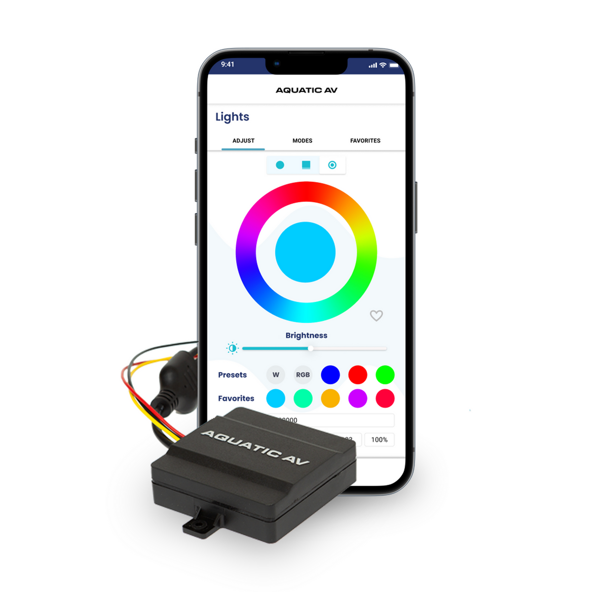 Aquatic AV Universal RGB Waterproof 12V LED Lighting Controller with App & Music Sync, 4 Outputs (RG155R1)
