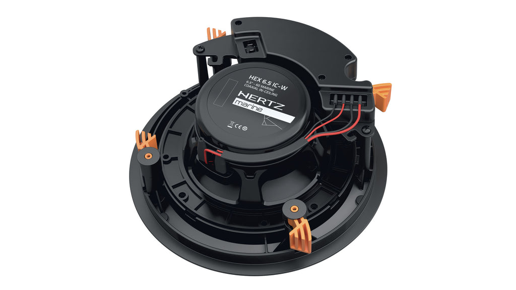 Hertz HEX 6.5 IC-W 6.5" 50W RMS 6-Ohm Marine In-Ceiling Coaxial Speaker with White Magnetic Grille, Each (78040385)