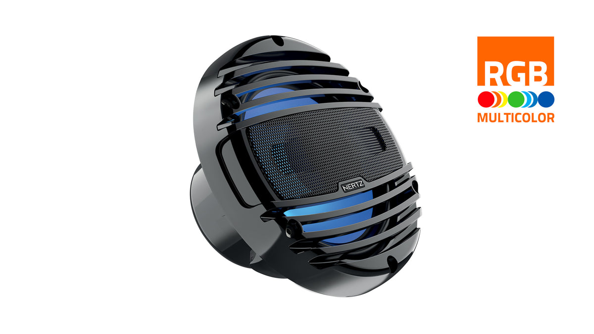 Hertz HMX 6.5 LD-TW 6.5" 75W RMS 4-Ohm 2-Way Marine Coaxial Speakers with RGB LED Lighting, Total White Grilles, Pair (78040301)